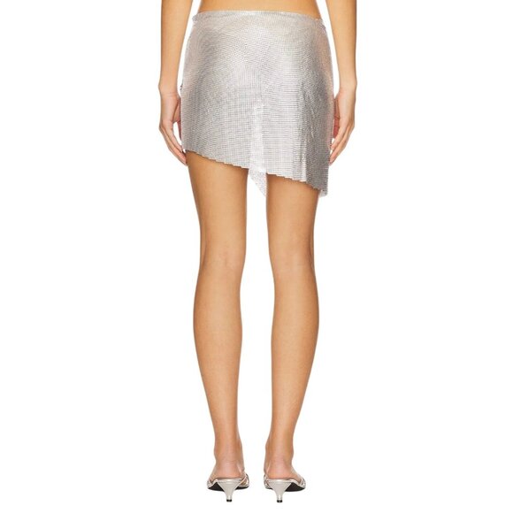 OW Collection Gemma Mini Skirt in Silver Medium New Womens Chainmail - Picture 2 of 15